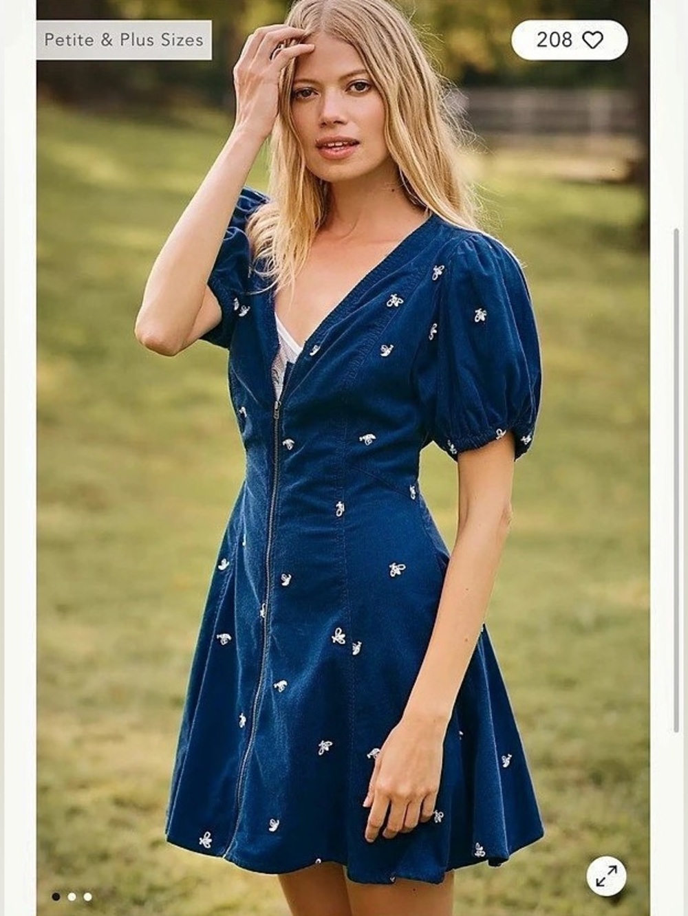Pilcro Puff-Sleeve Corduroy Mini Dress size XXS